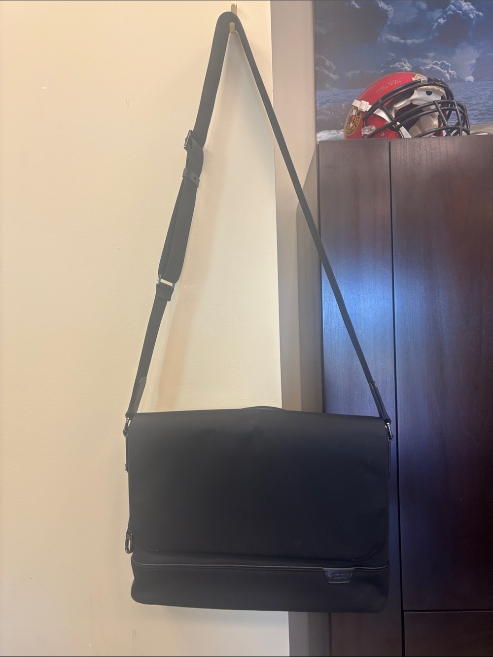 Tumi Black Messenger Bag with Adjustable Shoulder Strap